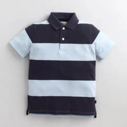 Cherry Crumble by Nitt Hyman Kids Blue Striped Polo T-Shirt-image-81