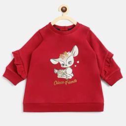 Chicco Kids Red Cotton Printed Full Sleeves Dress-picture-10