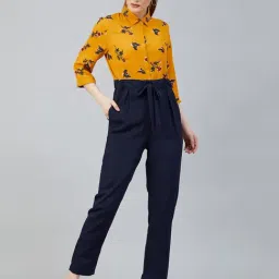 Rare Mustard & Navy Floral Print Jumpsuit-image-28