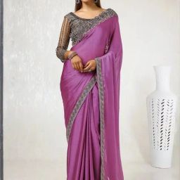Soch Orchid Purple Embroidered Saree With Unstitched Blouse-picture-15