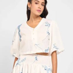 Akkriti By Pantaloons Blue Cotton Regular Fit Floral Print Top-image-11