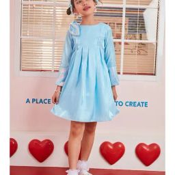 Tiny Girl Sky Blue Barbie Printed Dress-image-37