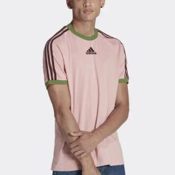 Adidas Pink Cotton Regular Fit Striped Sports T-Shirt-image-85