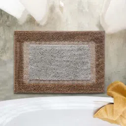 Saral Home Elyesse Grey & Brown Microfibre Antiskid & Washable Bath Mat-3