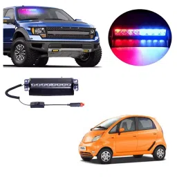 Cartronics 8 LED Red Blue Police Flasher Light for Tata Nano-image-81