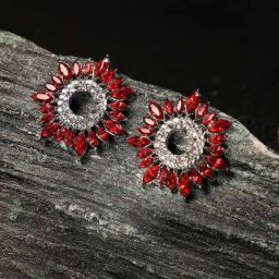 Sohi Women's Luminous Lagoon Stud Earrings  Ruby Red-image-35