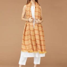 Fabindia Mustard Woven Pattern Shawl-picture-5