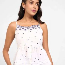 Akkriti By Pantaloons Off White Cotton Regular Fit Embroidered Top-image-65