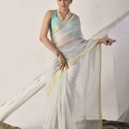 Sutra¿Attire Grey Cotton Regular Fit Saree-image-70