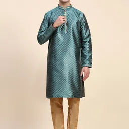 Moda Rapido Men Ethnic Motifs Embroidered Regular Kurta with Pyjamas-image-71