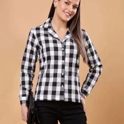 Cation Black & White Cotton Chequered Shirt-image-86