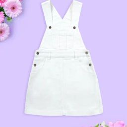 Kiddopanti Girls White Regular Fit Dungaree-image-6
