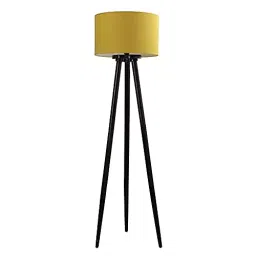 Sanded Edge Wood Yellow Tripod Floor Lamp for Living Room-0