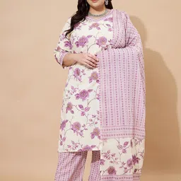 GULMEHAK Women Floral Printed Regular Pure Cotton Kurta Set With Dupatta-picture-46
