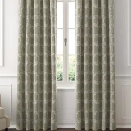 GM Olive Green Polyester Curtain - Set of 2 image 1