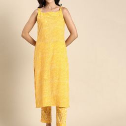 Anouk Ethnic Motifs Printed Pure Cotton Straight Kurta with Trousers-image-28