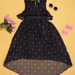 YU by Pantaloons Kids Black Floral Print Dress-image-87