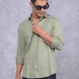 Crimsoune Club Green Slim fit Solid Shirts-image-11