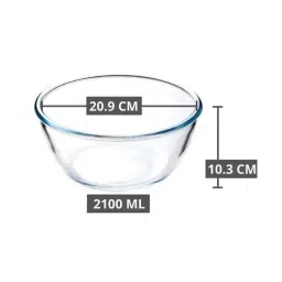 Femora Transparent Borosilicate Glass Mixing Bowls (2100 ml, 2650 ml, 3600 ml) - Set of 3 image 3