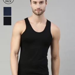 Dixcy Scott Originals Multicolor Skinny Fit Solid Vests-Pack of 3-image-3