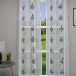 GM White & Black Polyester Curtain - Set of 2 image 1