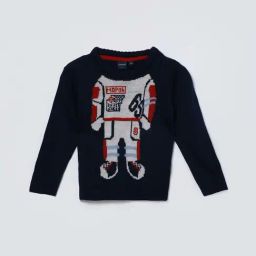 Juniors by Lifestyle Navy Printed Full Sleeves Sweater-picture-35
