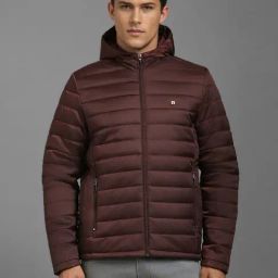 Louis Philippe Brown Regular Fit Quilted Hooded Jacket-picture-32