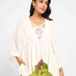 Akkriti By Pantaloons Off White Cotton Relaxed Fit Embroidered Top-picture-1