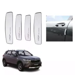 SPREADX Plastic Car Stylish I-pop White Colour Elegant Door Guard Protection Universal Type  Suitable for Skoda Kushaq (Set of 4 Pcs)-18