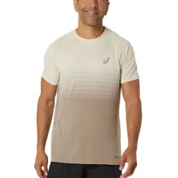Asics Oatmeal Slim Fit Ombre Sports T-Shirt-image-98