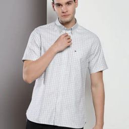 Tommy Hilfiger Grey Cotton Regular Fit Checks Shirt-picture-13