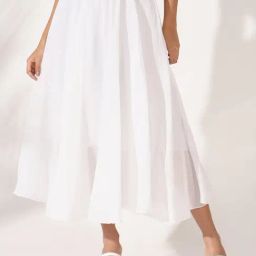 SHOWOFFFF White Cotton Regular Fit Skirt-image-53