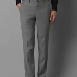 Louis Philippe Grey Slim Fit Texture Trousers-picture-32