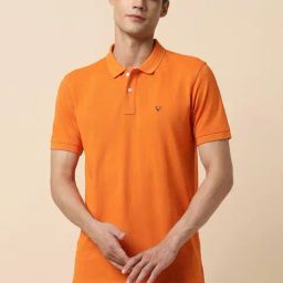 Allen Solly Orange Cotton Skinny Fit Polo T-Shirts-image-29