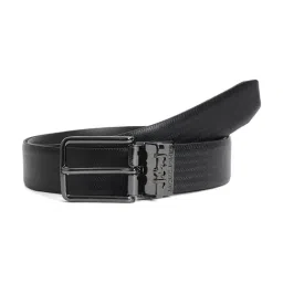 Jack & Jones Jet Black Noos Leather Textured Reversible Belt for Men-image-43