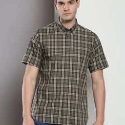 Tommy Hilfiger Olive Cotton Regular Fit Checks Shirt-picture-32