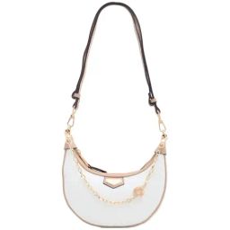 Aldo White & Brown Textured Medium Sling Handbag-30