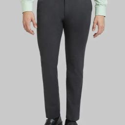 Park Avenue Grey Slim Fit Self Pattern Trousers-9