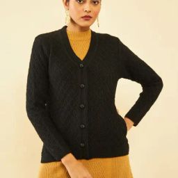 Soch Black Self Pattern Cardigan-picture-19