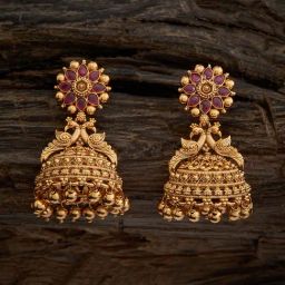 Kushal's Fashion Jewellery Ruby Gold Polished Antique Earring for Women-picture-5