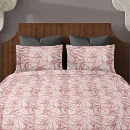 Ariana SORRENTO Peach Cotton 144 TC Double Size Bedsheet With 2 Pillow Covers-image-95