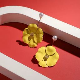 Sohi Women's Floral Hues Stud Earrings  Lemon Yellow-image-74