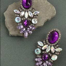 Sohi Shimmering Rhinestone Statement Dangles Earrings-22