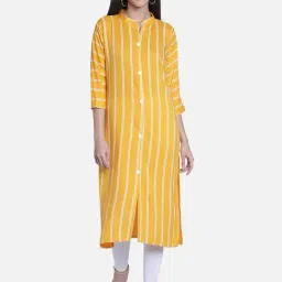 Fabclub Yellow Printed Straight Kurta-picture-28