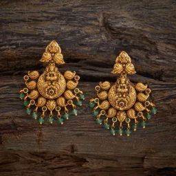 Kushal's Fashion Jewellery Ruby Green Gold Polished Antique Earring for Women-picture-20
