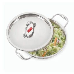 HAZEL Silver Triply Stainless Steel Induction Bottom Kadhai With Steel Lid 3 L-image-75