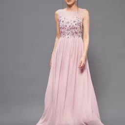 Miss Chase Pink Embellished Maxi Dress-image-3