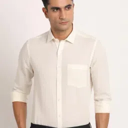 Turtle Off White Cotton Slim Fit Shirt-picture-1