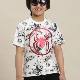 Kidsville Spiderman Printed Regular Fit Off White T-Shirt For Boys-picture-29
