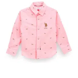 U.S. Polo Assn. Kids Pink Cotton Printed Full Sleeves Shirt-picture-5